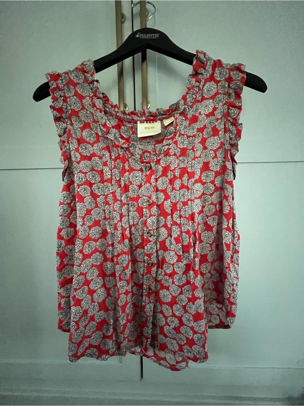 Maeve Red Floral Ruffle Tank